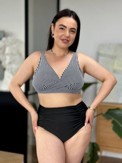 Роздільний купальник PLUS SIZE  в полоску з утяжкою | Зображення 9