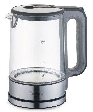 Електрочайник EK-02GG 1.7л, 1850-2200Вт, корпус скло, сірий Metec 700013