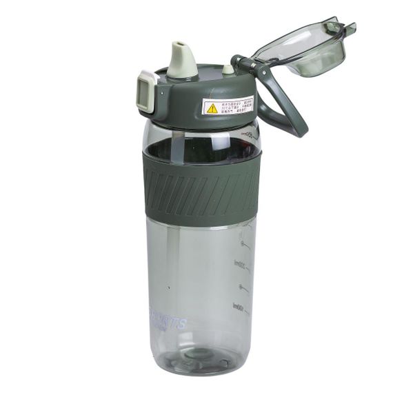 Пляшка для води 600 мл пляшка в школу для тренувань із трубочкою та ручкою 22 см Зелена HP-14-42GR | Зображення 2