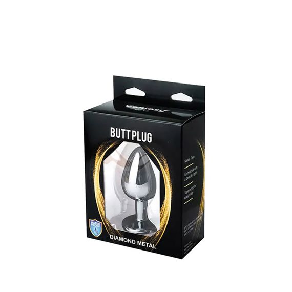 Серебристая анальная пробка Medium с белым кристаллом — Fantasy sexstyle | Зображення 2