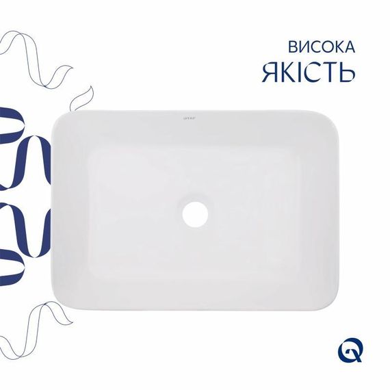 Комплект Qtap Virgo: Раковина накладна прямокутна 490х350х110 мм White + Донний клапан PU02 | Зображення 3