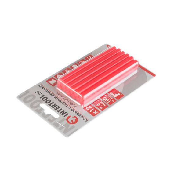 Комплект стрижнів клейових червоних 7,4*100 мм, 12 од. INTERTOOL RT-1043 | Зображення 1