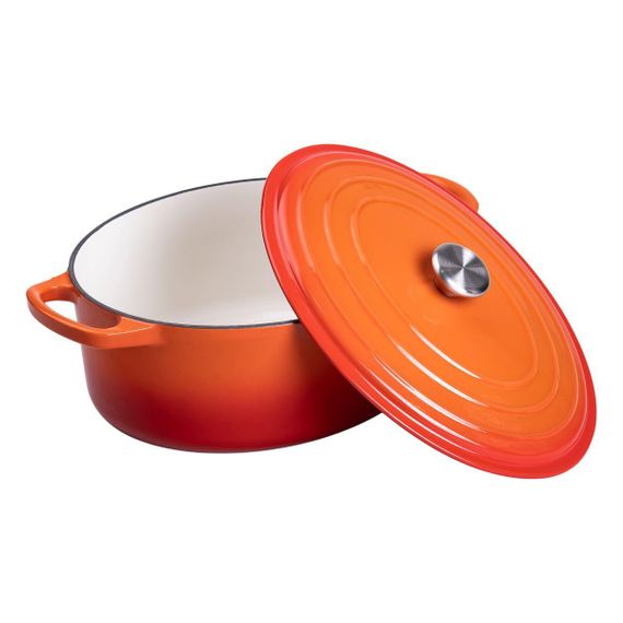 Гусятниця чавунна емальована з кришкою на 6 літрів Ø26 см Помаранчева | Зображення 2