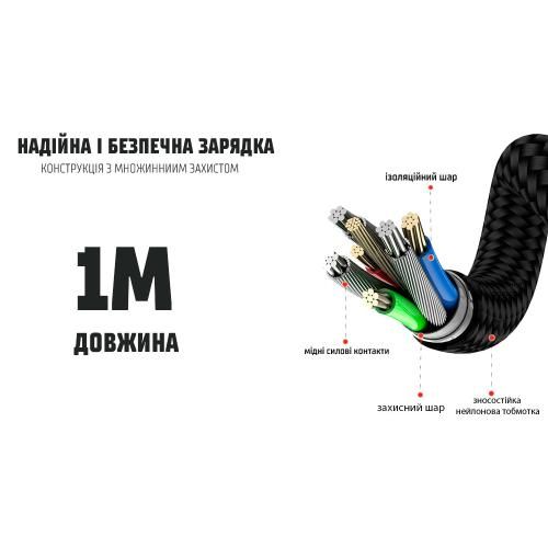 Кабель магнітний шарнірний VOIN USB - Lightning 3А, 1m, black (швидка зарядка / передача даних) | Зображення 2