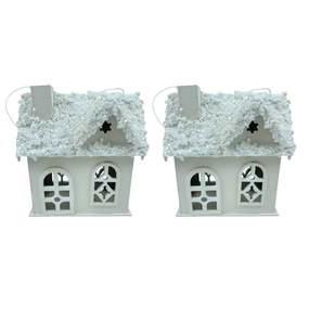 Набір декоративних новорічних будиночків з дерева 5×10×12 (см) ялинкова підвіска Молочний 28124201