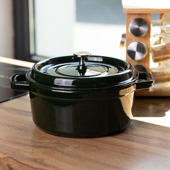 Кокотниця чавунна емальована 4,5 л, малахіт Yiwu HP-FLG-11 green | Зображення 1