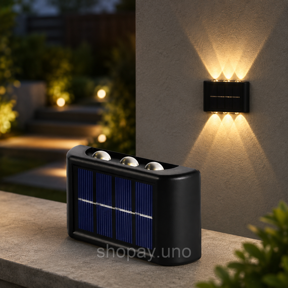 Светильник на солнечной батарее / Фасадный фонарь 6 LED