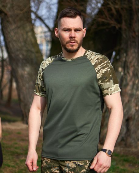 Футболка тактична чоловіча  колір хакі/піксель р.46 408296