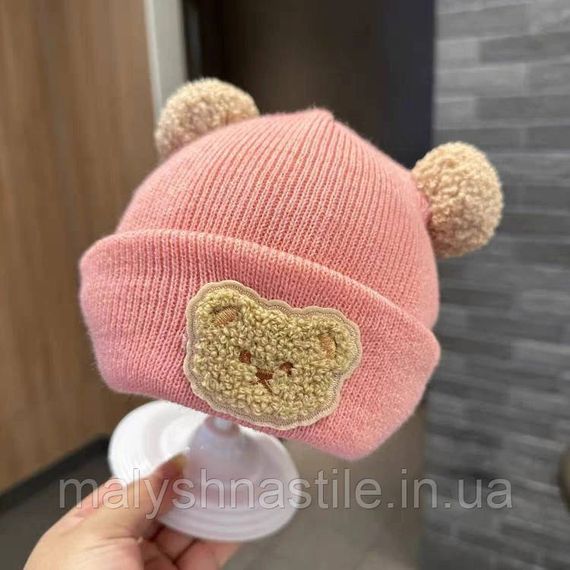 Детская демисезонная шапка для девочки,  розовая шапочка для малышей и новорожденных