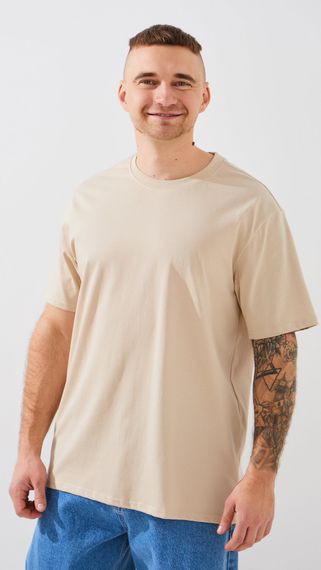 Футболка однотонна чоловіча GENUA 001 XL Бежевий shop (2000999393259)