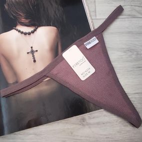 Жіночі трусики в рубчик FINETTO Джей-стрінг S/M Темно-пудровий
