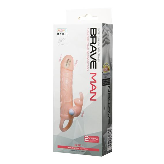 Насадка на член - Brave Man Vibrating Penis Sleeve 5,91" Flesh | Зображення 8