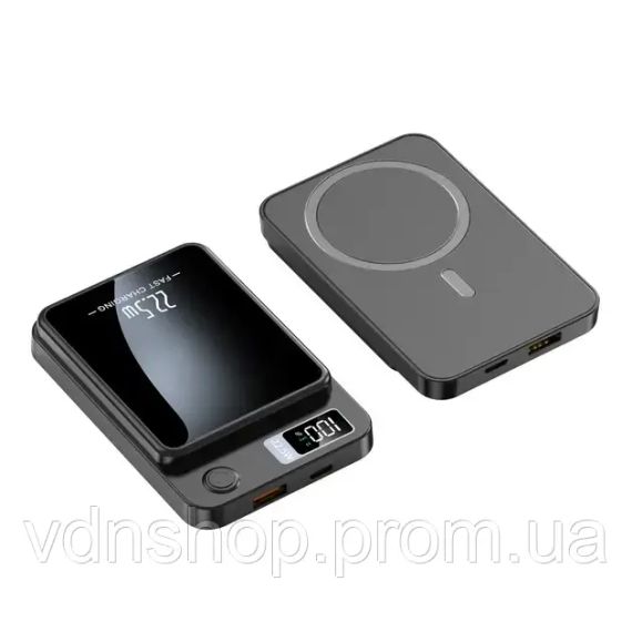 Магнітний повербанк (Power Bank) 10000mAh з MagSafe, швидкою зарядкою 22.5W та LED-дисплеєм для iPhone 12/13/14/15/16 | Зображення 1