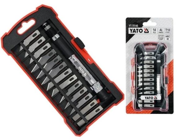 Набор прецизионных ножей скальпель технический 14 штук YATO YT-75140