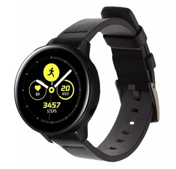Кожаный ремешок Primo Classic для часов Samsung Galaxy Watch Active (SM-R500) /Active 2 (SM-R820/R830) - Black