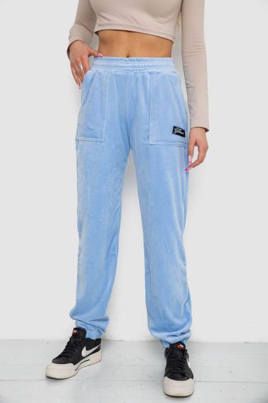 Штани жіночі велюрові, колір блакитний, 238R58473 | Зображення 2