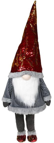 М'яка іграшка «Гномик» Grey 43х30х123см в червоних пайєтках
