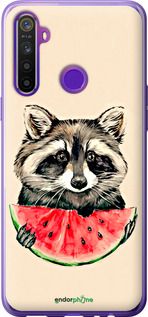 Чохол на Realme 5 Єнотик з кавуном "4605u-1862-2448"