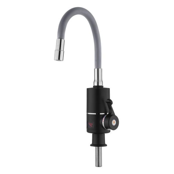Проточний кран-водонагрівач з гнучким виливом для кухні  Lidz Warm 064  LDWAR064GRE49094 Black/Grey | Зображення 2