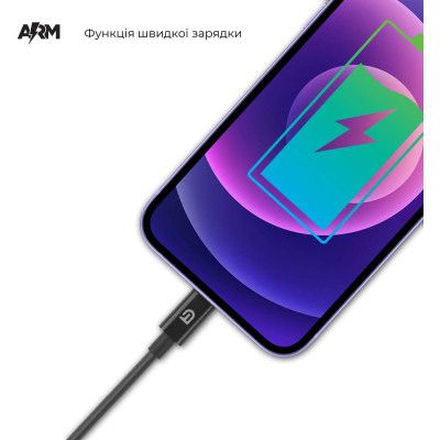 Дата кабель USB 2.0 AM to Lightning 1.2m AMD818BL black Armorstandart (ARM64373) | Зображення 2