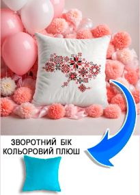 Подушка плюшева Мерч Крафт Дизайн з принтом Україна орнамент 2 блакитний плюш квадратна 33х33 см