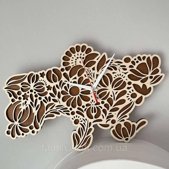 Настінний годинник Карта України з фанери Патріотичний дерев'яний годинник | Зображення 3