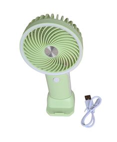 Вентилятор ручний Mini Fan HX09-1 акумуляторний з підставкою для телефону Салатовий з білим