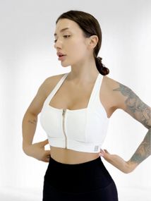 Спортивний топ пуш ап для фітнесу з блискавкою LILAFIT Білий М (LFB000012)