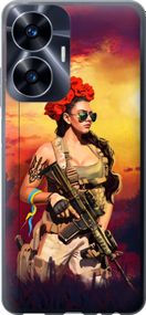 Чехол на Realme C55 Украинка с оружием "5316u-2992-17620"