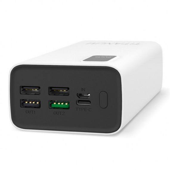 Повербанк зі швидкою зарядкою TITANUM TPB-728S-W 30000mAh 22.5W  4USB, Micro USB, Type-C White | Зображення 1