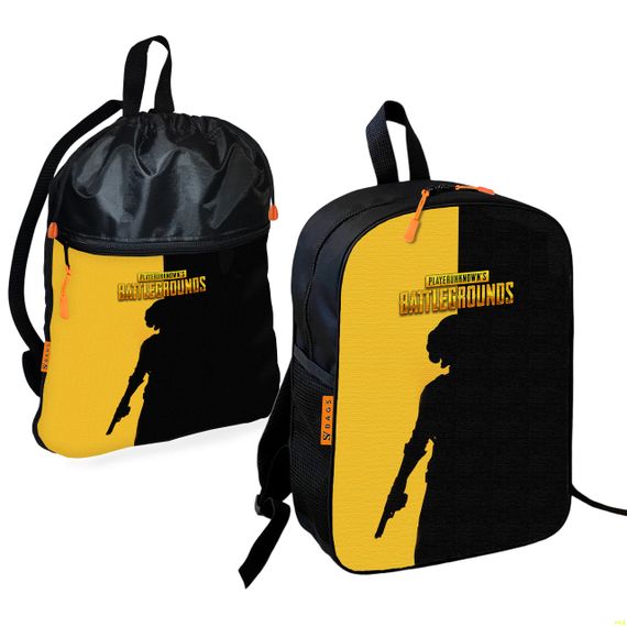 Школьный рюкзак детский Пабг/PUBG + Сумка для обуви спортивной формы рюкзак-мешок  для мальчика (01792)