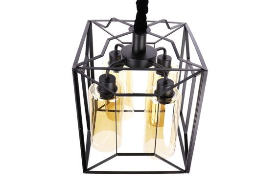 Люстра підвісна LOFT на 4 лампочки 25054 Чорний 50-105х32х32 см. | Зображення 5