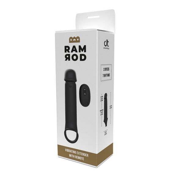Вібронасадка на член, що подовжує DreamToys Ramrod з дистанційним керуванням, чорна Sex Aura | Зображення 5