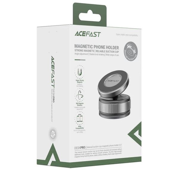 Автодержатель Acefast E27 Vacuum Suction Magnetic Gray | Зображення 1