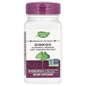 Гинкго Билоба, Ginkgo, Nature's Way, экстракт премиум-класса, 60 веганских капсул