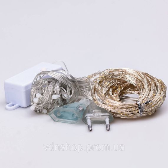 Гірлянда штора світлодіодна GarlandoPro 200LED Роса 3х3м 8 режимів 10 ниток гірлянда роса на ялинці Жовтий 173308Y | Зображення 8