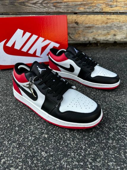 Кросівки Nike Air Jordan low (black white red) | Зображення 5