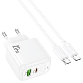 Набір СЗУ HOCO CS54A+кабель Type-C/Type-C, 1xUSB+1xUSB-C, PD20W+QC3.0, кабель 1м