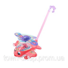 Игрушечная каталочка на палке Вертолет 8555B крутится пропеллер (Розовый)