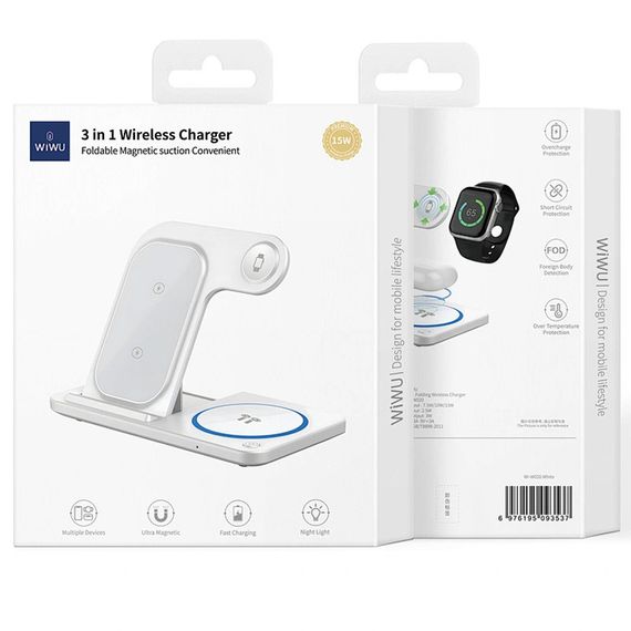 БЗУ WIWU Wi-W020 3 in 1 wireless charger White | Зображення 5