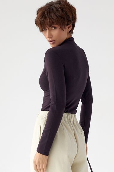 Трикотажний однотонний лонг із переплетом - баклажан цвет, ONE SIZE (є розміри) | Зображення 1