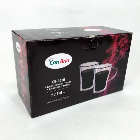 Набір кухлів з подвійним дном Con Brio CB-8535-2 350 мл 2 шт, чайні чашки з подвійним дном | Зображення 6