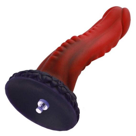 Фаллоимитатор для секс-машин Hismith 8.35″ Curved Silicone Dildo Red Monster Series, система KlicLok sexstyle