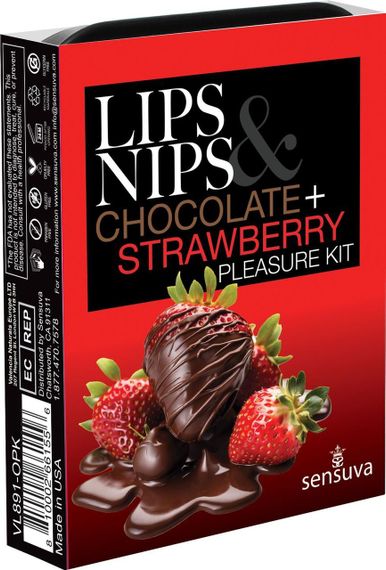 Подарочный набор Sensuva Lips & Nips Pleasure Kit - Chocolate Strawberry 2 x 4г sexstyle