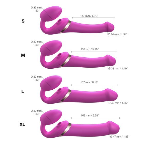 Безремінний вібрострапон з вакуумною стимуляцією Strap-On-Me MULTI ORGASM Fuchsia M, регульований | Зображення 4
