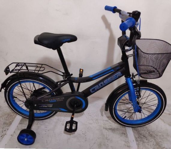 Детский Велосипед Rocky Crosser-13 с корзинкой и доп. колесиками  4503 Синій, 14 | Зображення 1