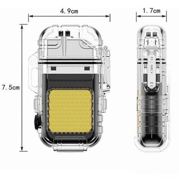 Запальничка спіральна водонепроникна електронна з LED ліхтариком та зарядкою від USB LU-19 | Зображення 3