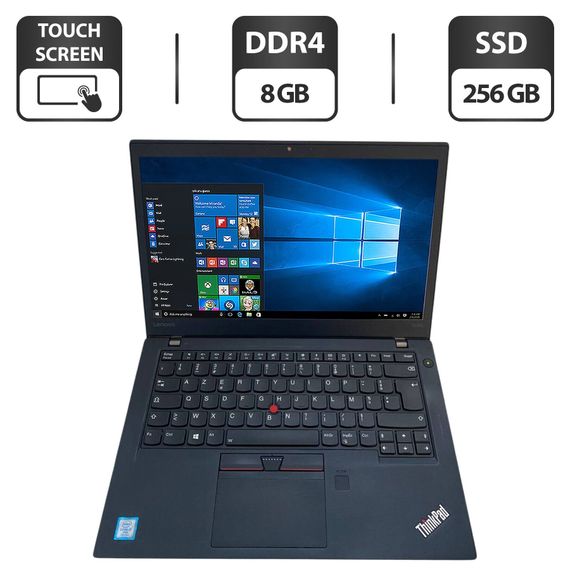 Ноутбук Б-класс Lenovo ThinkPad T470s / 14" (1920x1080) IPS Touch / Intel Core i7-6600U (2 (4) ядра по 2.6 - 3.4 GHz) / 8 GB DDR4 / 256 GB SSD / Intel HD Graphics 520 / WebCam б/у