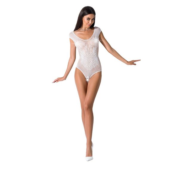 Бодістокінг Passion BS064 One Size, White, боді, закрите плече, відкритий доступ | Зображення 1