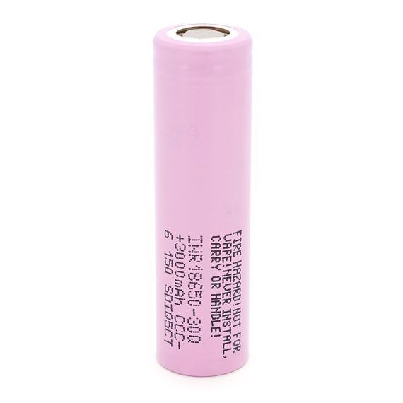 Акумулятор 18650 Li-Ion Samsung INR18650-30Q, 3000mAh, 30A, 4.2 / 3.6 / 2.5V, PINK, 2 шт в упаковці, ціна за 1 шт